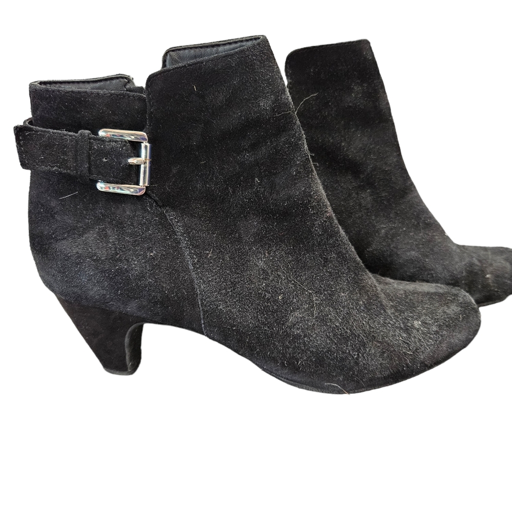 Sam Edelman Mona Black Suede Leather Ankle Booties Zipper Side EUC Ladies Size 8 - Picture 4 of 13